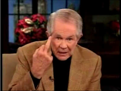 Pat Robertson gives the finger
