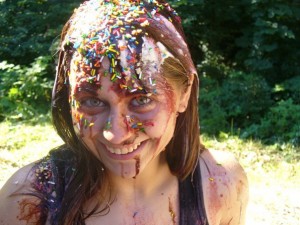 Yes, I am covered in ice cream, fudge, and sprinkles. I was paid to do this.