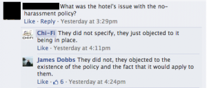 "[The Westin] objected to the existence of the policy and the fact that it would apply to them."