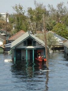 a house flooded by Hurricane Katrina