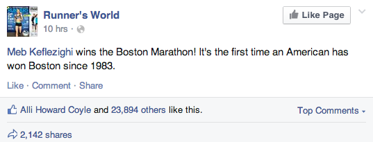 Meb Keflezighi wins the Boston Marathon! It's the first time an American has won Boston since 1983.