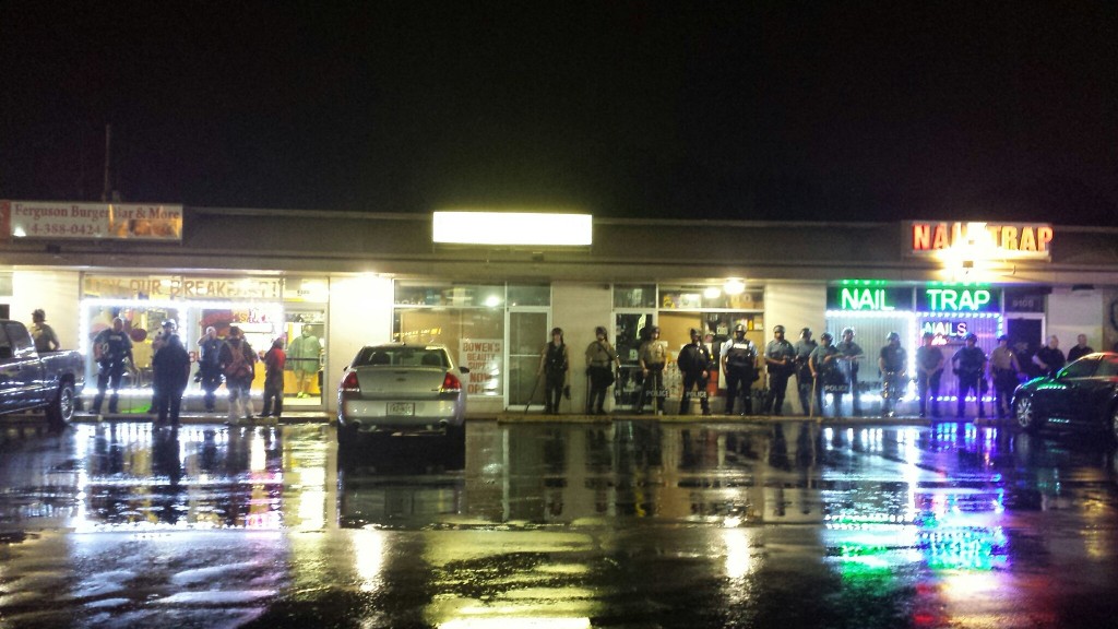 The night before, local citizens were protecting businesses, without the help of riot gear.