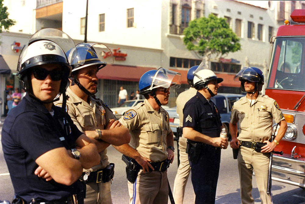 Police in 1992 Los Angeles Riot. Much friendlier looking than now.