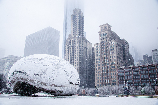 Chicago Bean in Snowstorm
