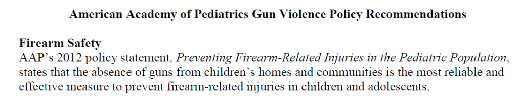 Statement about firearm safety from AAP