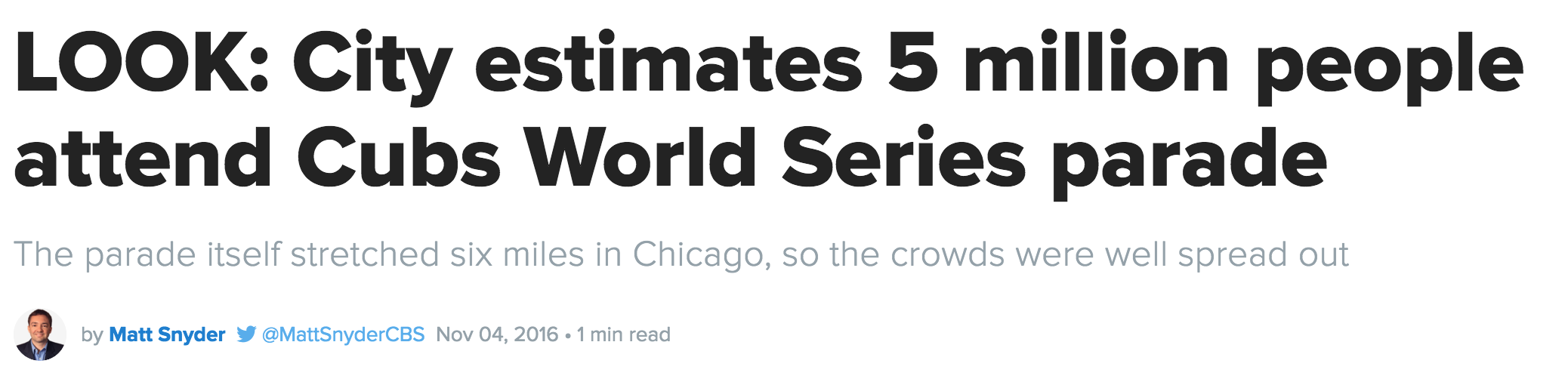 "Look: City estimates 5 million people attend cubs world series parade"