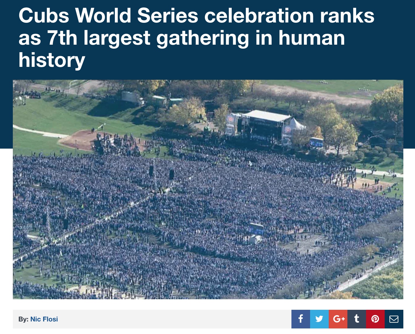 "cubs world series celebration ranks as 7th largest gathering in human history"
