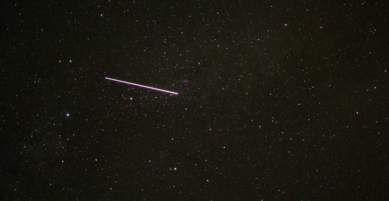 satellite streak in an image of the stars