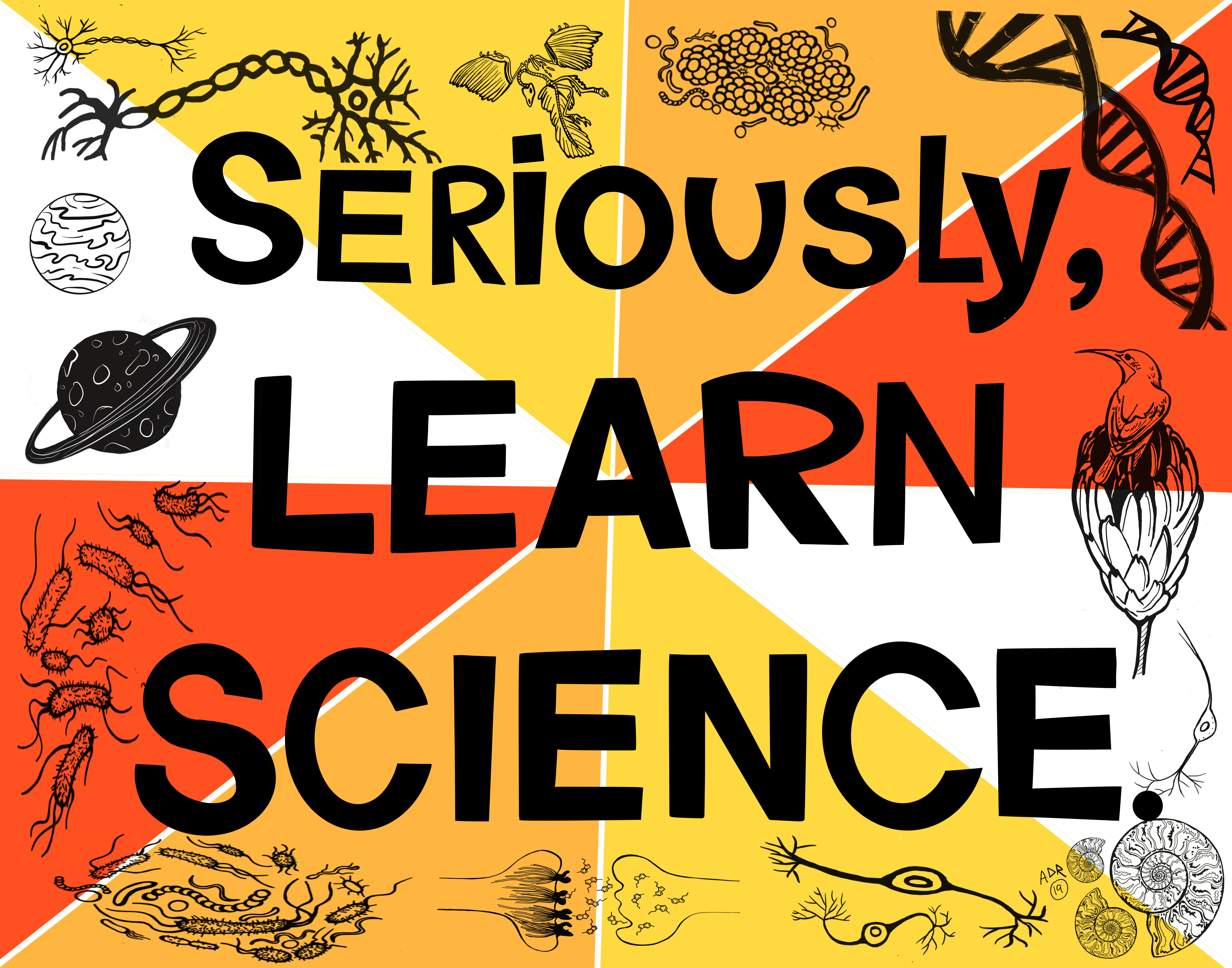 Seriously Learn Science poster art by Amy Davis Roth, used with permission