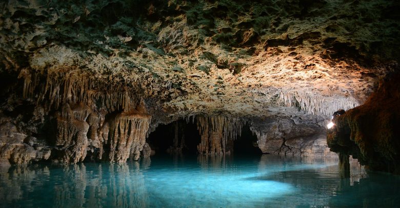 Cenote (underground cavern with groundwater) in Mexican state of Quintana Roo