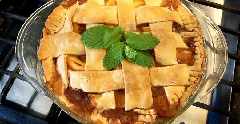 Peach Mint Pie Fresh from the oven!