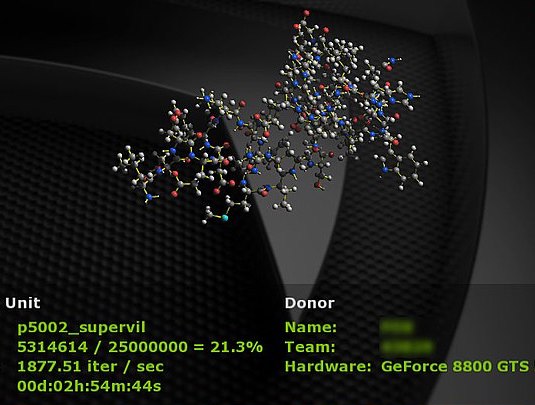 screenshot of Folding-at-home viewer showing a complex molecule