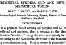 Paper headline: Experimental studies, old and new, on menstrual toxin