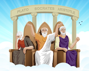 Illustration of Socrates, Plato and Aristotle