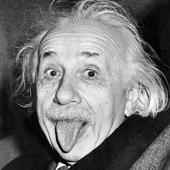 Albert Einstein sticking out his tongue